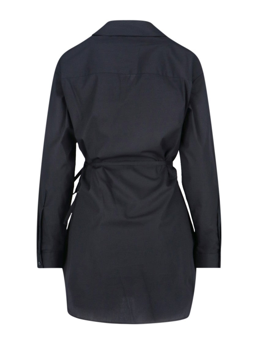 Diesel Asymmetric Wrap Blue Midi Shirt Dress