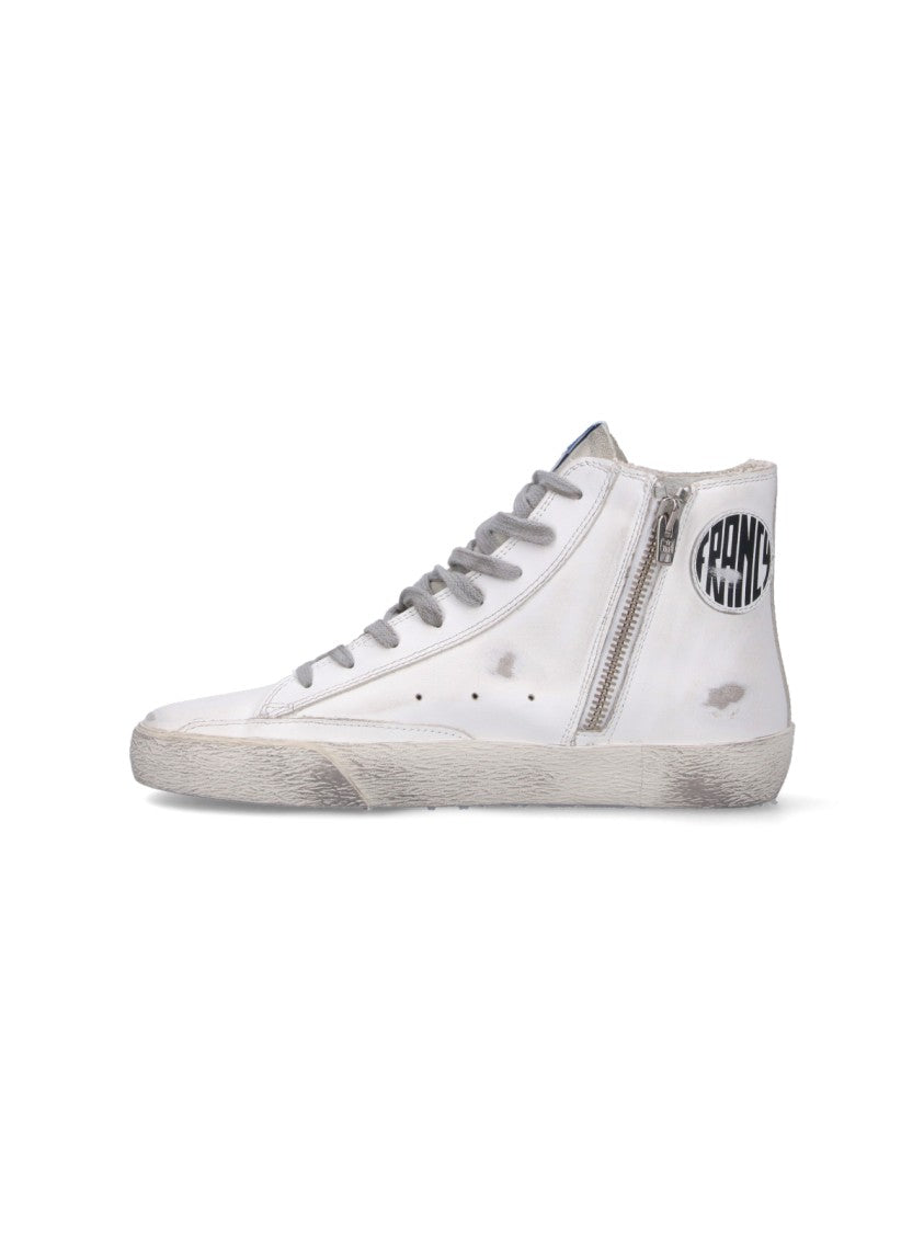 Golden Goose White Francy Distressed Calf Leather Sneakers