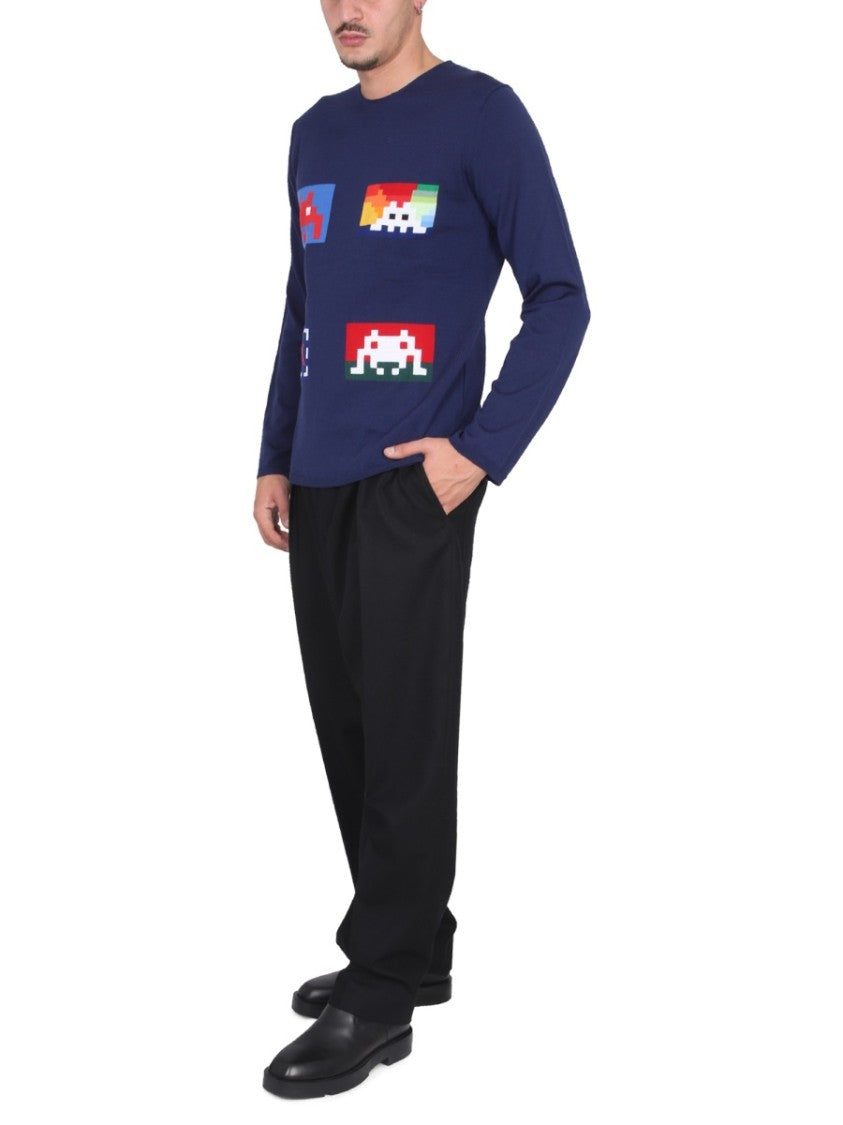 Comme Des Garçons Pixelated Graphic Wool Jersey Sweater