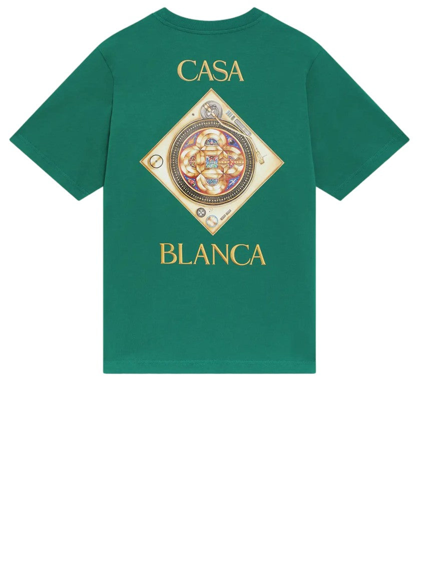 Casablanca Graphic Logo Print Cotton T-Shirt With Gold Accents