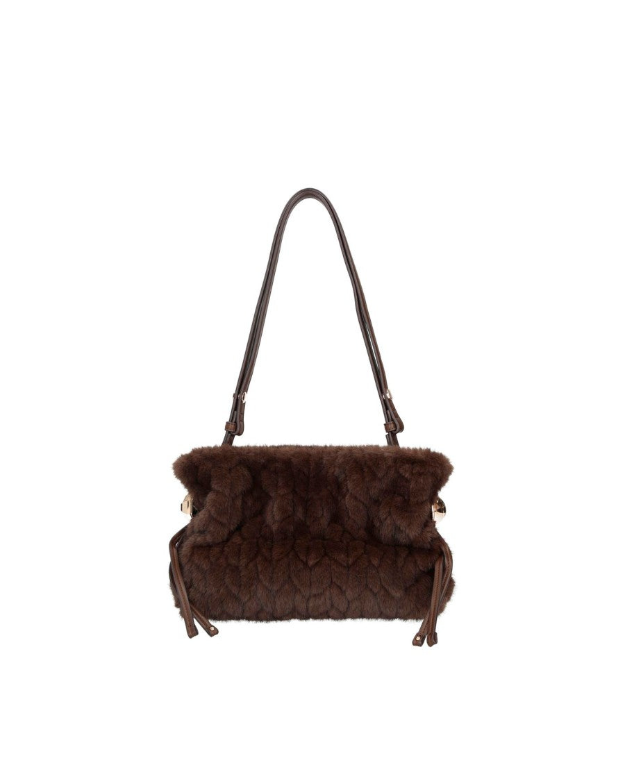 Liu Jo Deep Brown S Hobo Faux Fur Shoulder Bag