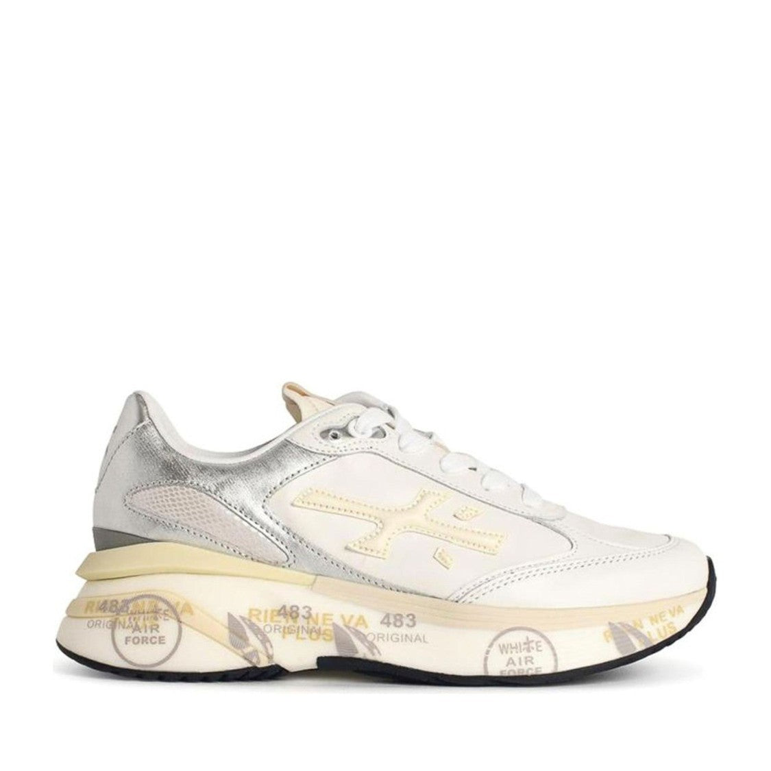 Premiata White Moerund Nylon Metallic Accent Sneakers