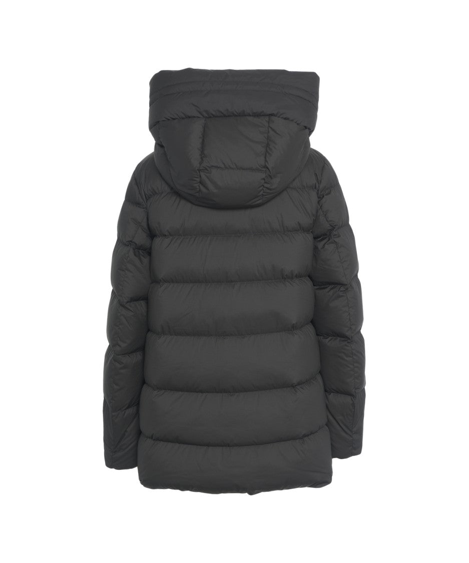 Add High Collar Puffer Coat With Horizontal Quilting