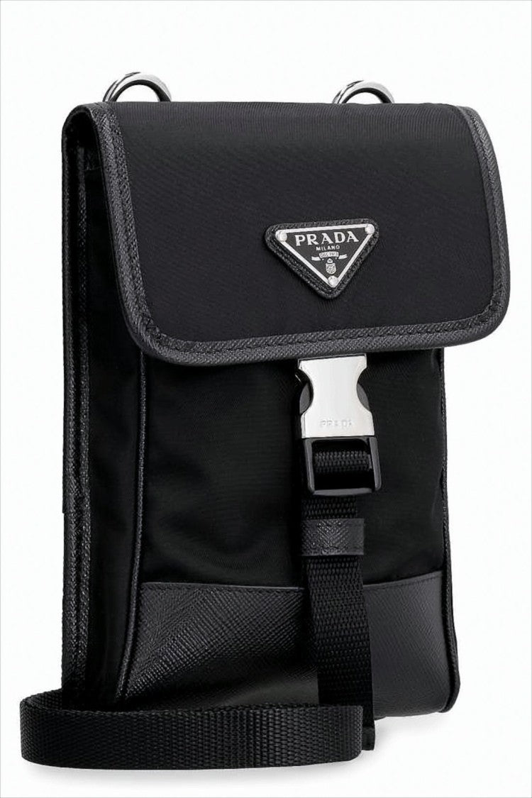 Prada Structured Black Crossbody Bag With Signature Logo Emblem