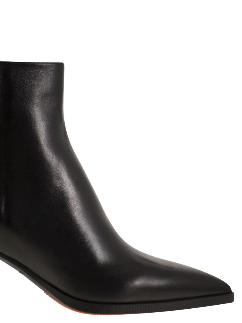 Santoni Medium Heel Leather Ankle Boot