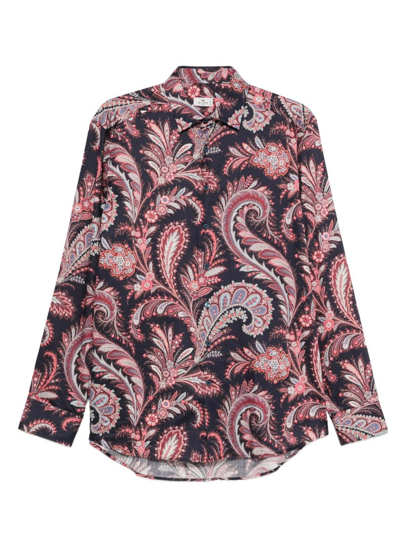 Etro Roma Blue Paisley Pattern Shirt
