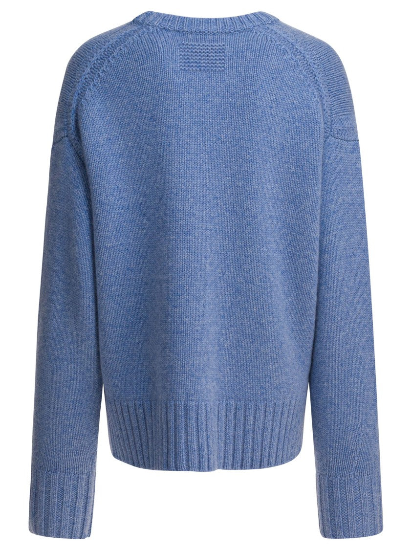 Guest In Residence Light Blue Cashmere Knitwear With Ribbed Details