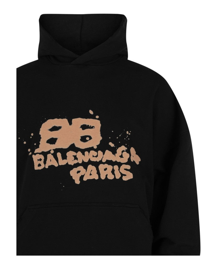 Balenciaga Hand Drawn Bb Icon Cotton Hoodie