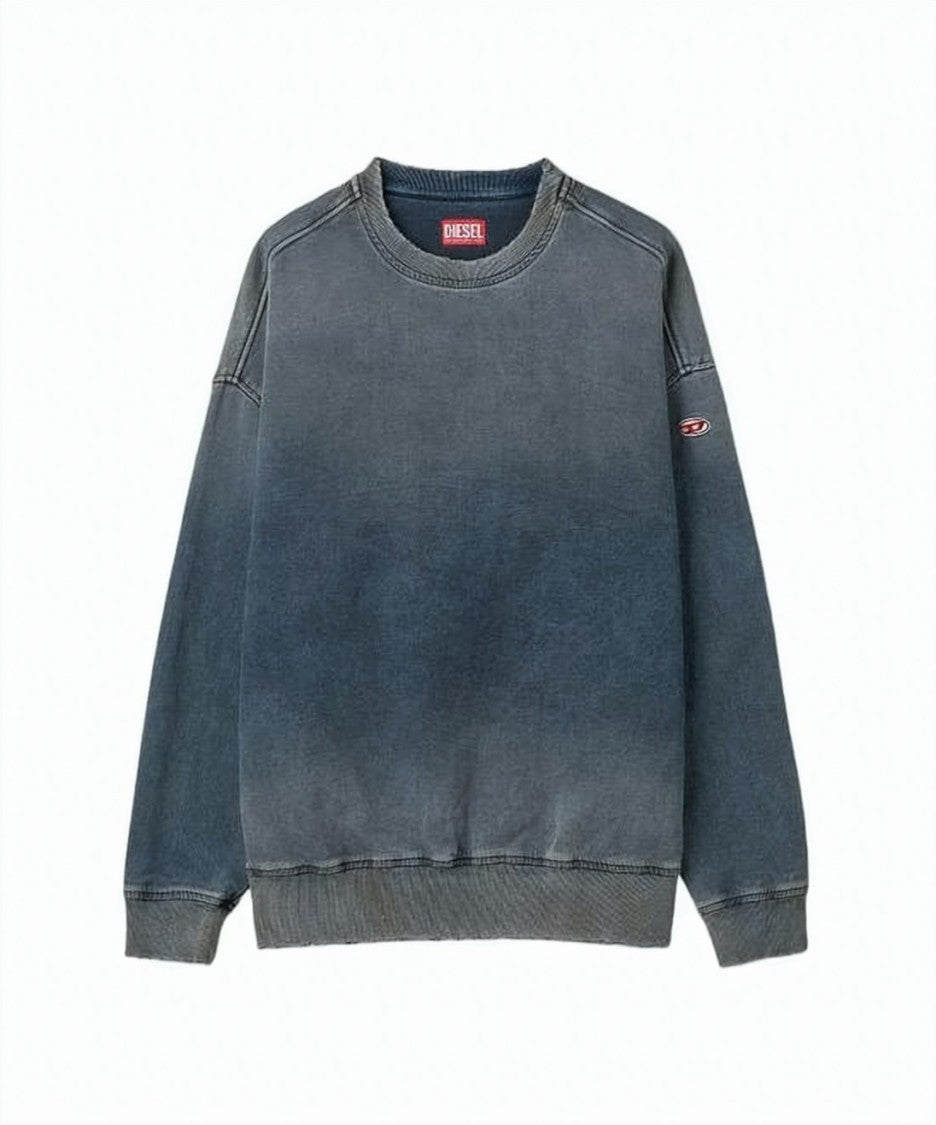 Diesel Washed Blue Long-Sleeve Sweatshirt With Subtle Logo Detail