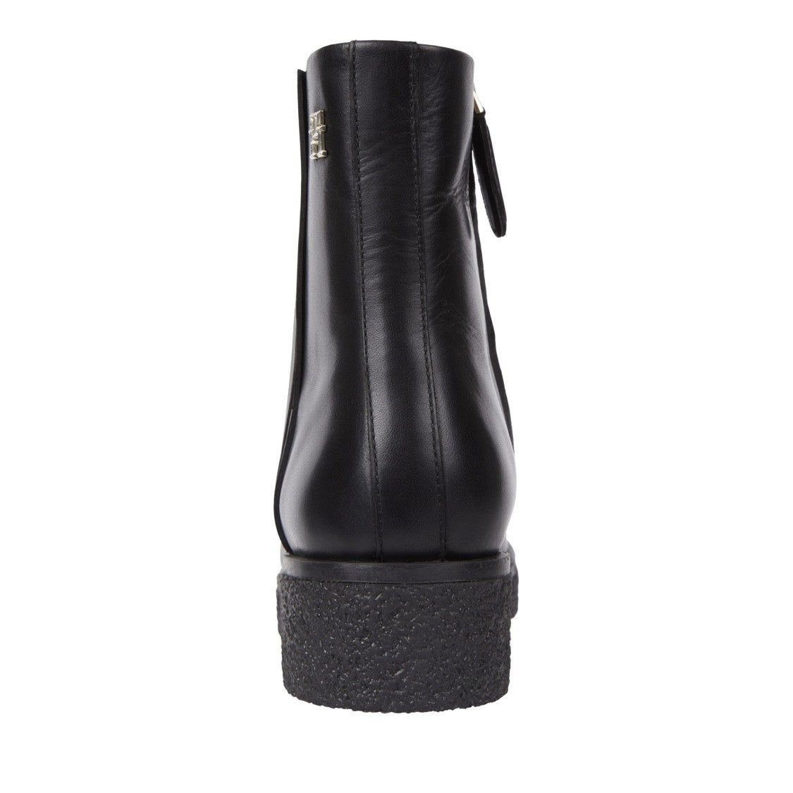 Tommy Hilfiger Black Leather Crepe Textured Sole Boots