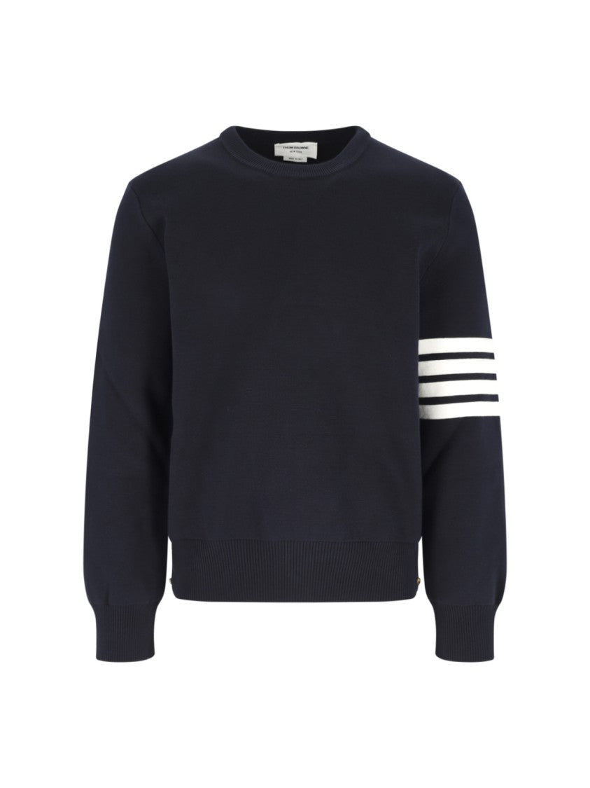 Thom Browne Blue 4 Bar Ribbed Sweater