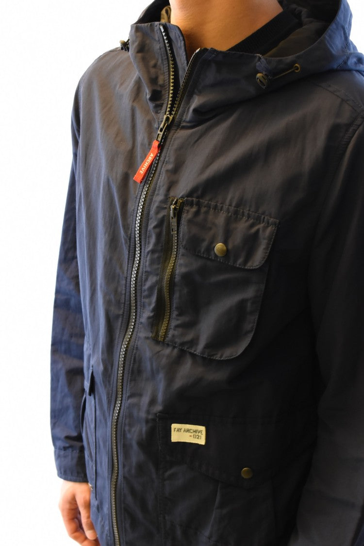 Fay Blue Technical Nylon Zip-Up Jacket