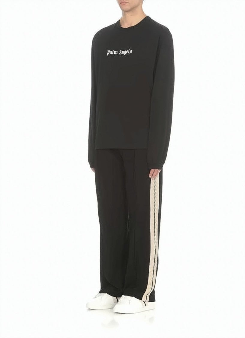 Palm Angels Long-Sleeve Shirt With Gothic Logo And Relaxed Fit