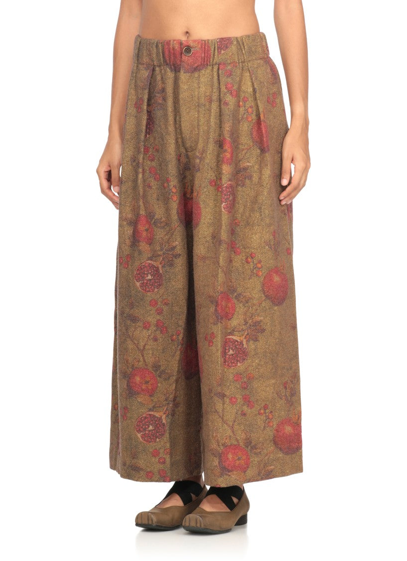 Uma Wang Wide-Leg Pants With Contrasting Floral Motifs