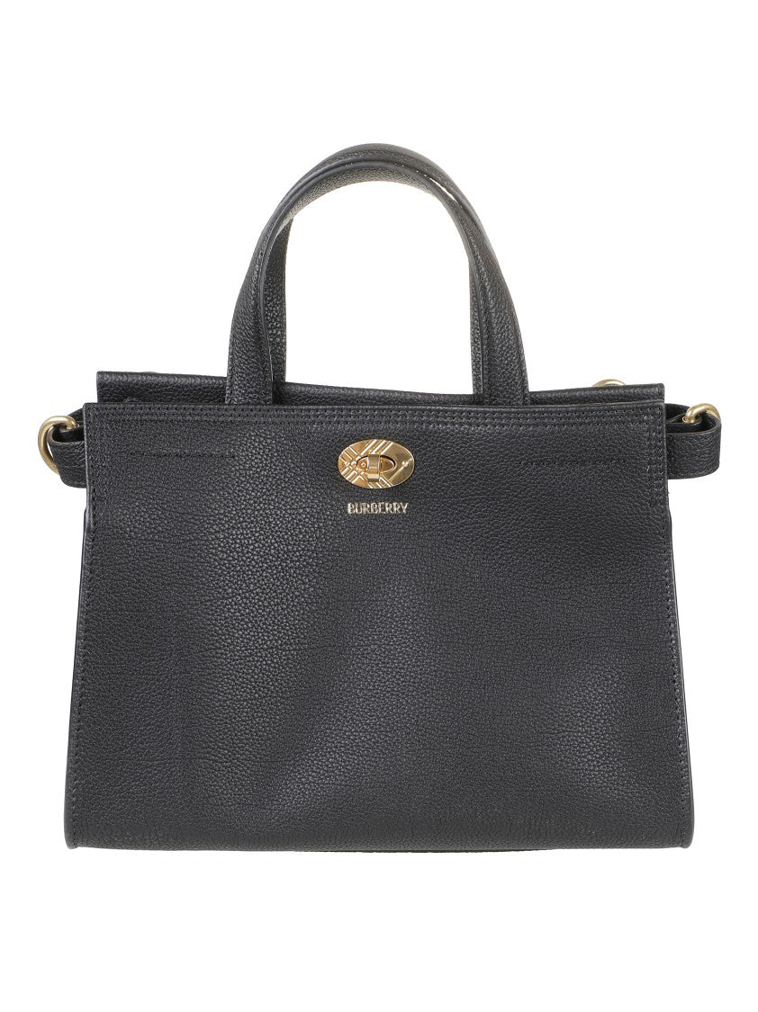 Burberry Structured Black Shoulder Bag With Gold-Tone Hardware