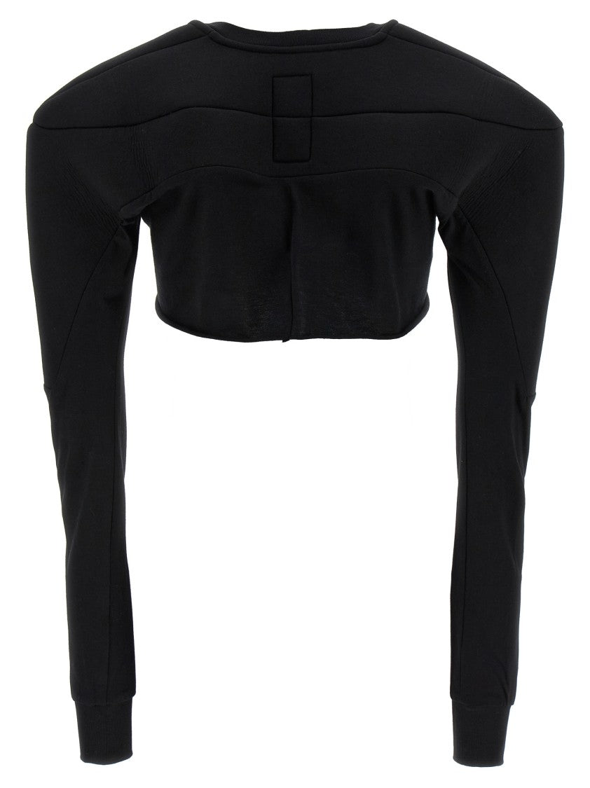 Rick Owens Cropped Black Scuba-Insert Sweater