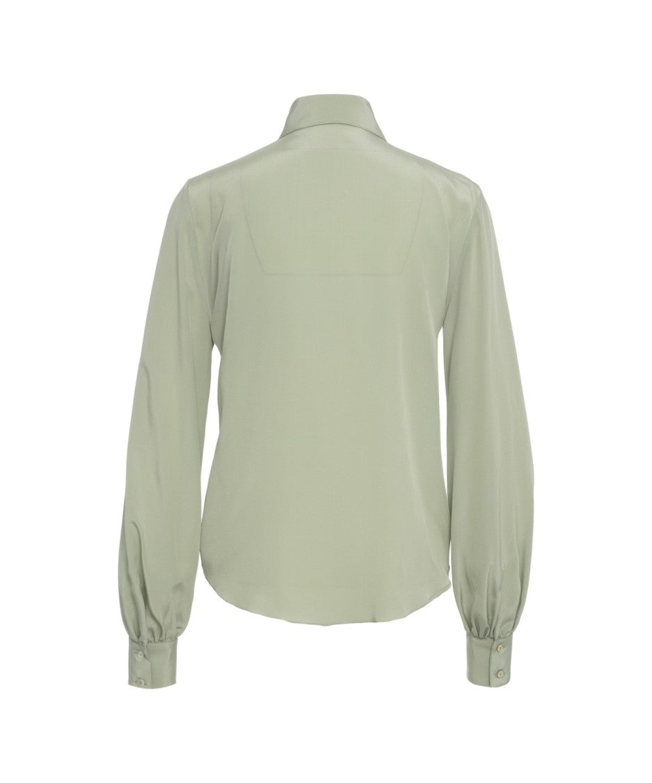 Himon's Ruffled Front Blouse With Classic Collar