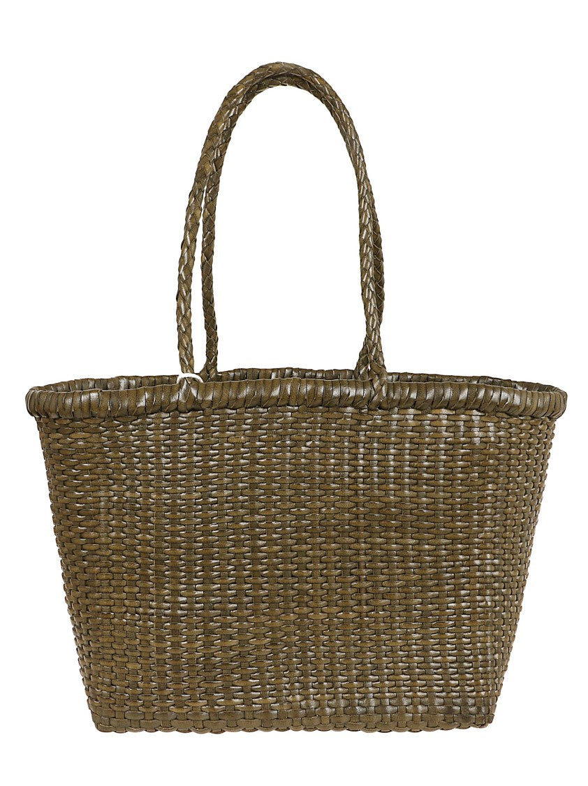 Dragon Hand-Woven Calfskin Basket Tote With Braided Handles