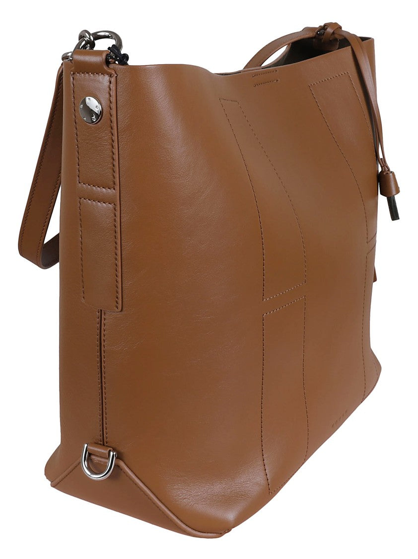 Hogan Brown Leather Hobo Bag With Design