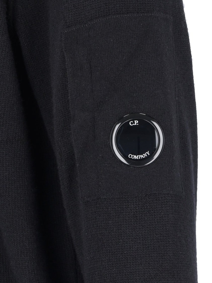 C.P. Company Crew Neck Knit Sweater With Raglan Sleeves And Logo Patch