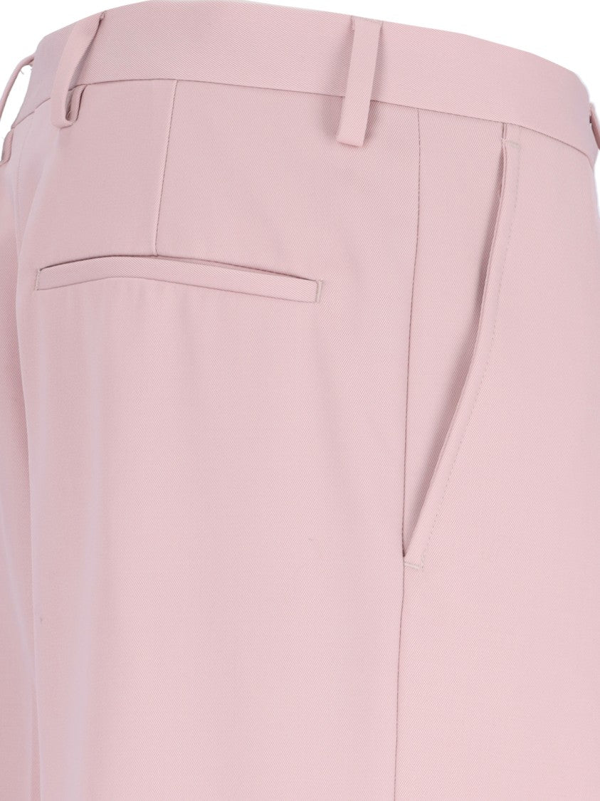 Dries Van Noten Wide-Leg Trousers In Pink Wool