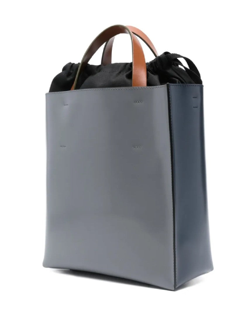 Marni Two-Tone Calf Leather Structured Tote Bag