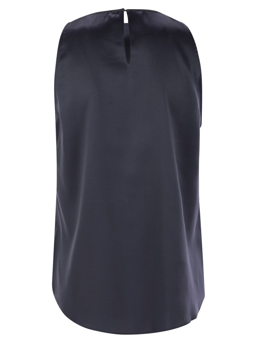 Brunello Cucinelli Stretch Silk Satin Top With Jewellery