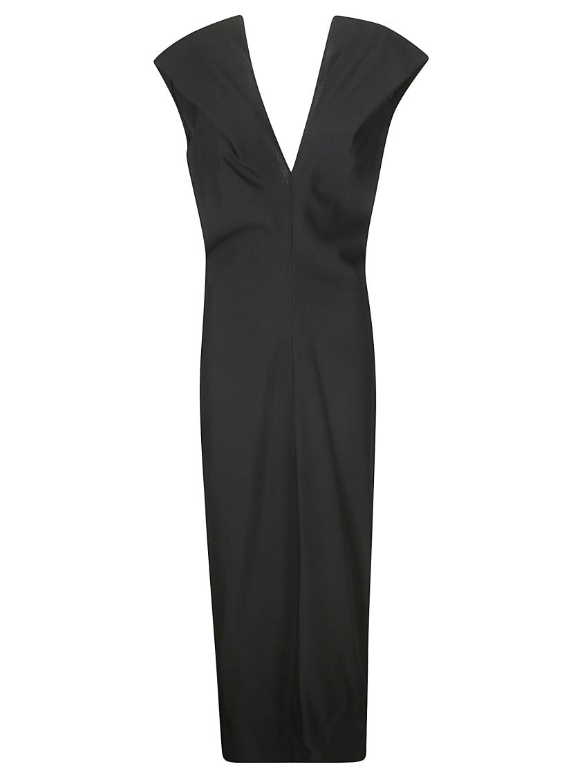Khaite Long Dress With V-Neck And Invisible Zip