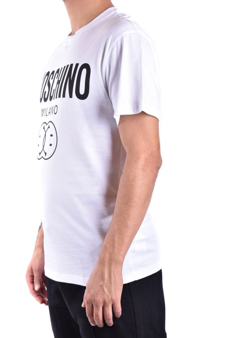 Moschino Classic White Cotton T-Shirt With Graphic Logo