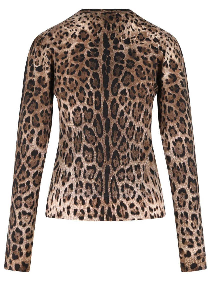 Dolce & Gabbana Leopard Print Virgin Wool Sweater
