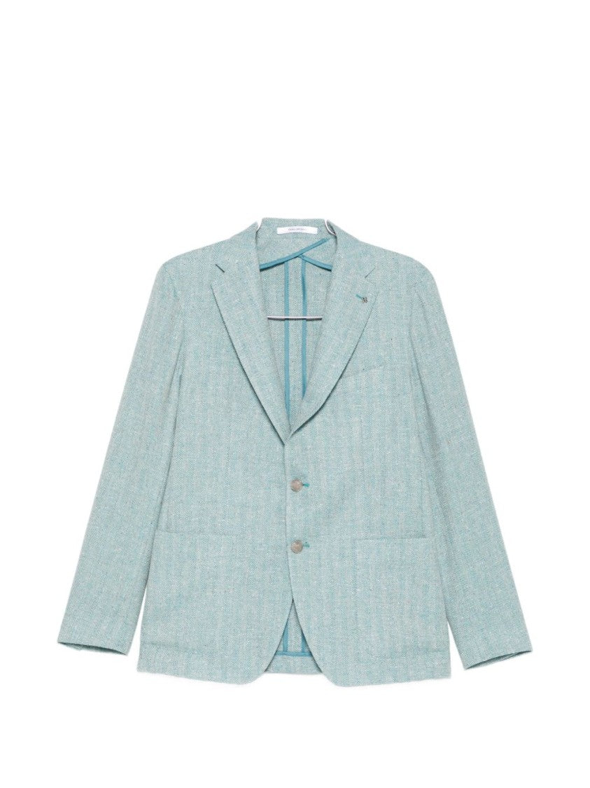 Tagliatore Herringbone Pattern Tailored Jacket With Notched Lapels