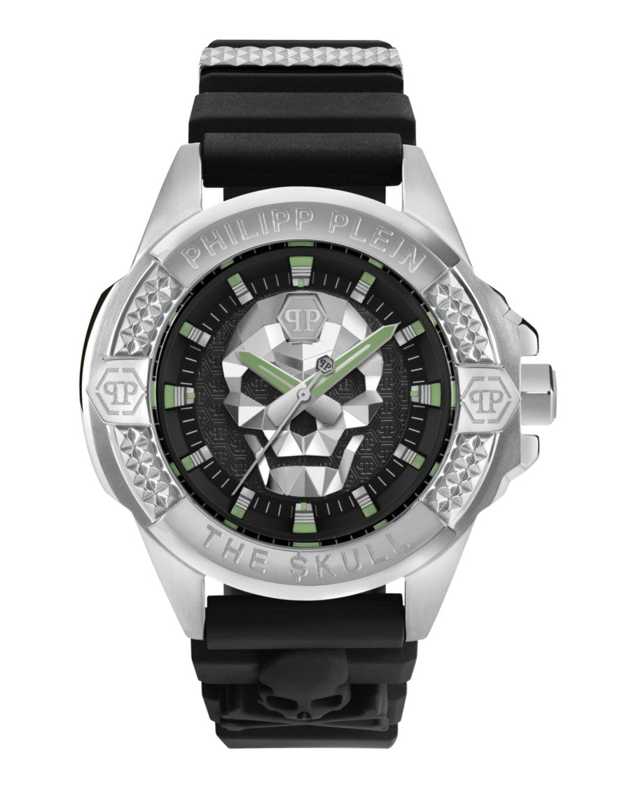 Philipp Plein Bold Black Silicone Watch With Stainless Steel Case