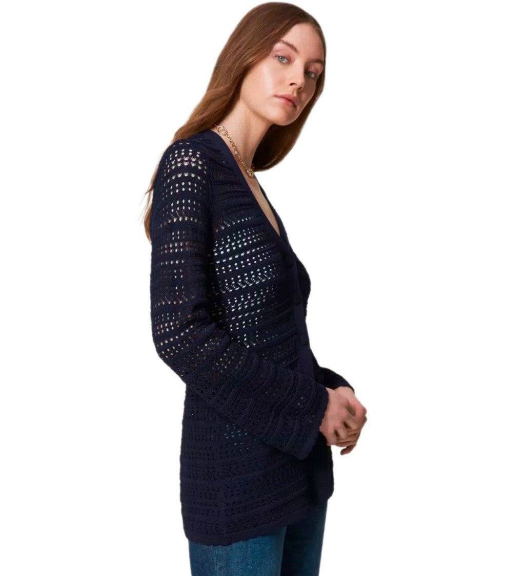 Twin-Set Blue Perforated Cardigan
