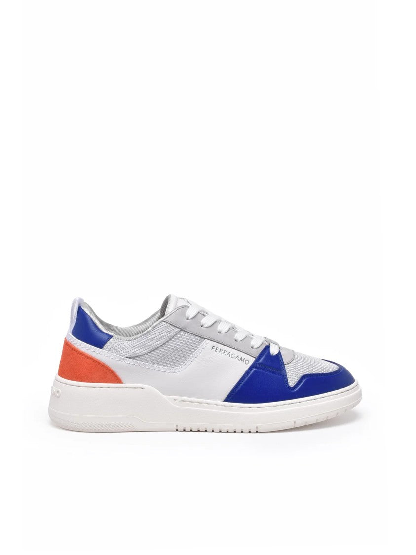 Ferragamo Blue 'Dennis' Leather Sneakers