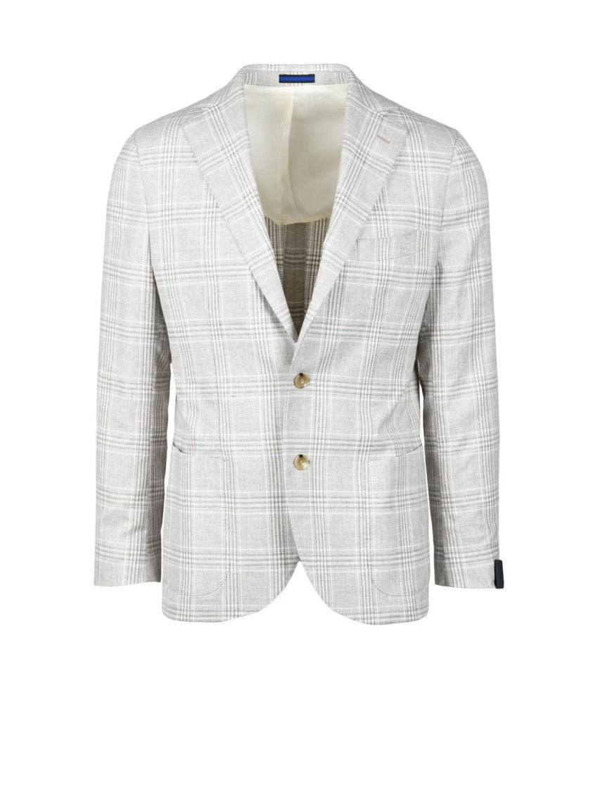 Di Pietro Sartoria Tailored Beige Jacket With Subtle Checkered Pattern