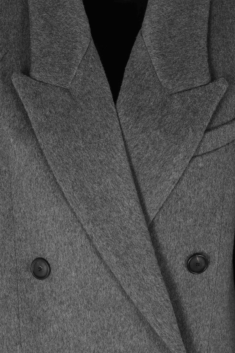 Ivy & Oak Gray Double-Breasted Long Wool-Blend Coat