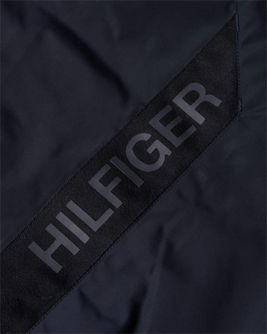 Tommy Hilfiger Minimalist Blue Nylon Jacket Ribbed Details