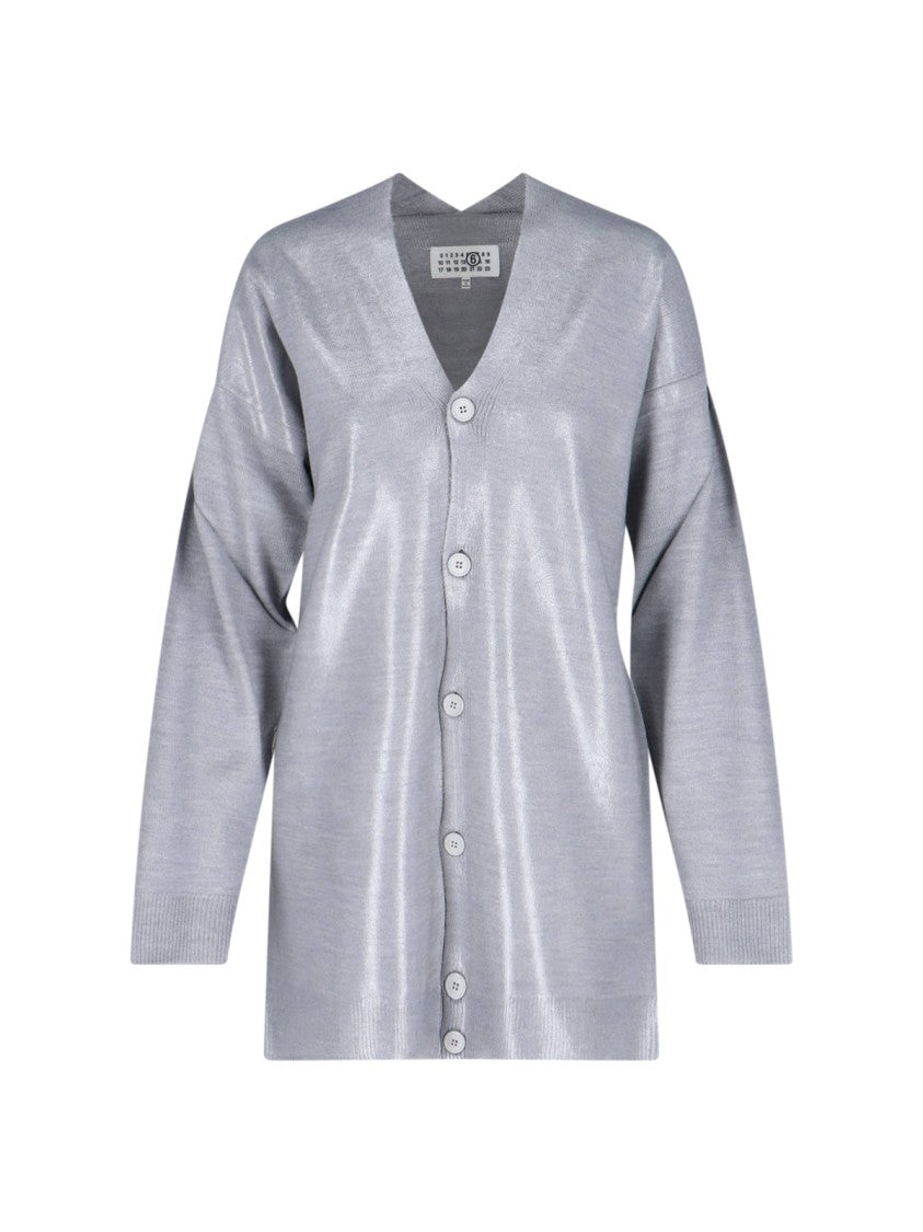 Mm6 By Maison Margiela Wool-Blend Cardigan – Silver