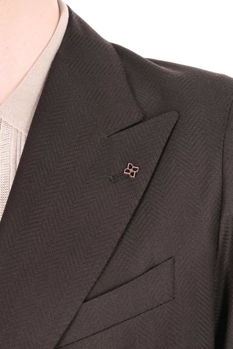 Tagliatore Montecarlo Herringbone Virgin Wool Double-Breasted Blazer