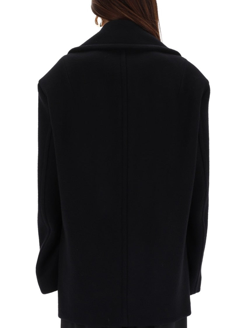 Sportmax Double-Breasted Virgin Wool Coat
