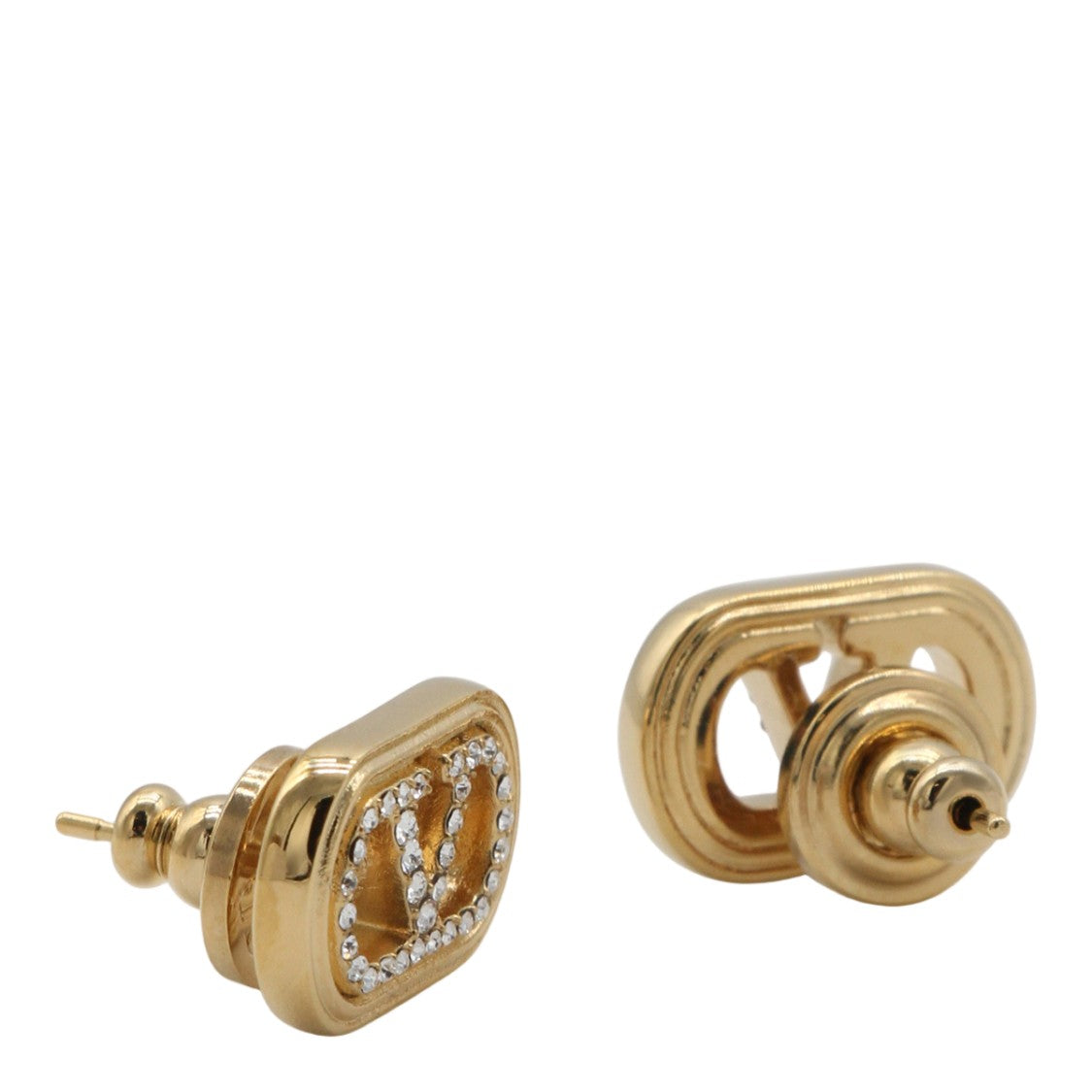 Valentino Garavani Oval Gold-Tone Logo Crystal Earrings