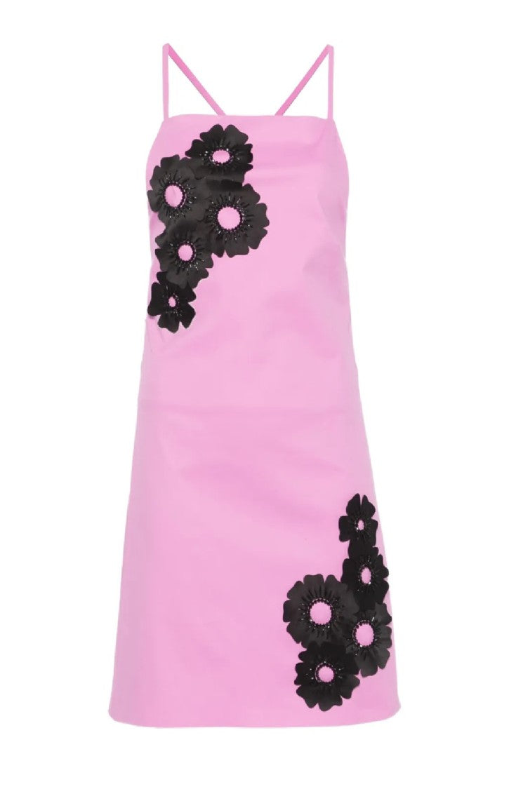 Msgm Fitted Mini Dress With Floral Appliqués