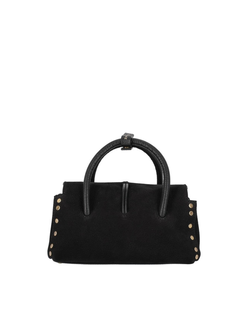 Zanellato Srl Black Dotta Jones Nubuck Leather Handbag