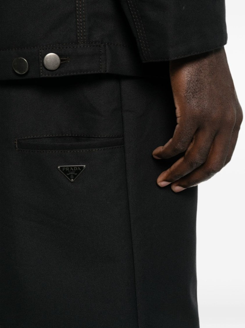 Prada Black Straight-Leg Classic Waistband Trousers
