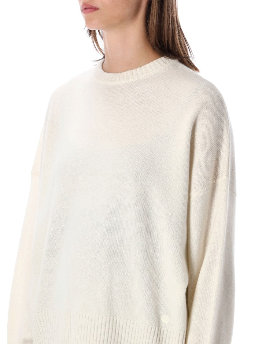 Loulou De Saison Soft Cashmere Crewneck Sweater With Ribbed Details