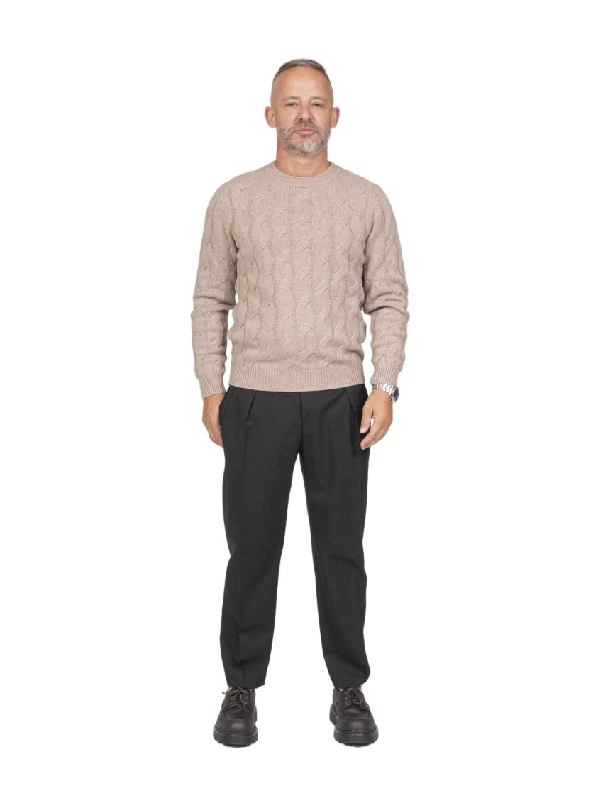 Mauro Ottaviani Treccia Cable Knit Crew Neck Wool Sweater