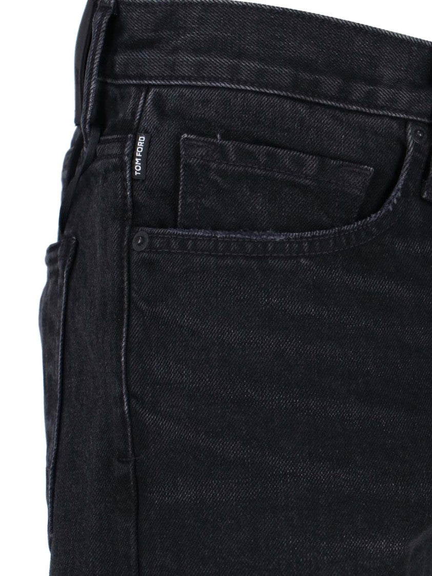 Tom Ford Logo Straight Jeans – Black