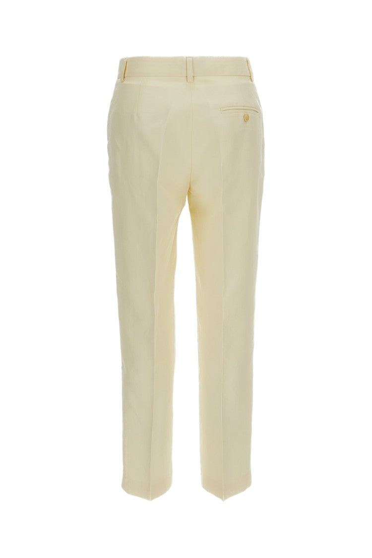 Alberto Biani Ankle-Length Straight-Leg Linen Blend Trousers