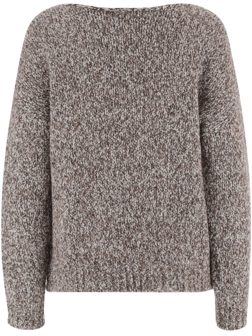 Bruno Manetti Brown Textured Virgin Wool-Blend Crew Neck Sweater