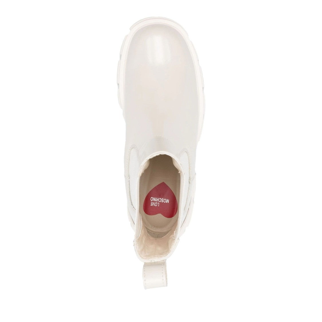Love Moschino White Leather Chunky Elastic Panel Boots